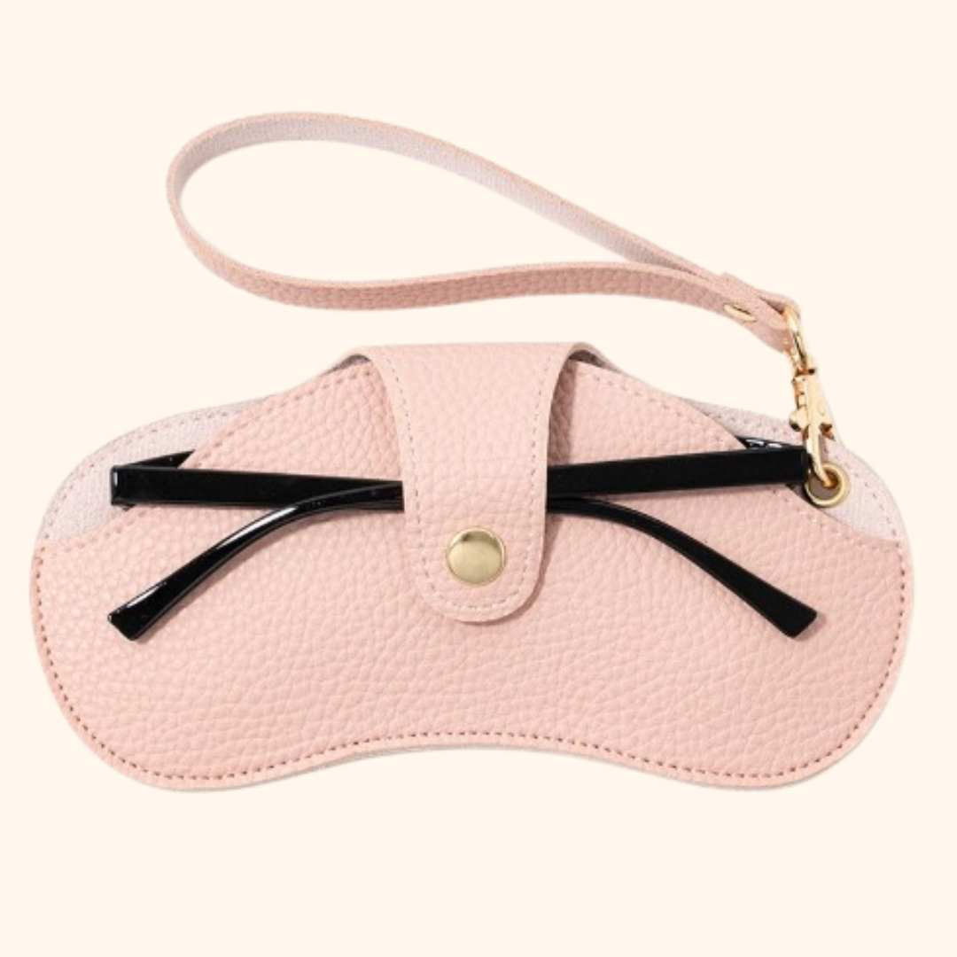 KLASSNUM Portable Glasses Bag Women Sunglasses Travel Storage Bag PU Leather Hanging Neck Glasses Clip Protect Sleeve New In