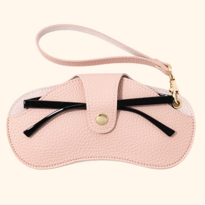 KLASSNUM Portable Glasses Bag Women Sunglasses Travel Storage Bag PU Leather Hanging Neck Glasses Clip Protect Sleeve New In