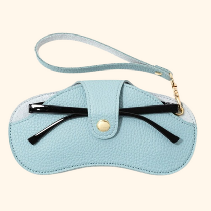 KLASSNUM Portable Glasses Bag Women Sunglasses Travel Storage Bag PU Leather Hanging Neck Glasses Clip Protect Sleeve New In