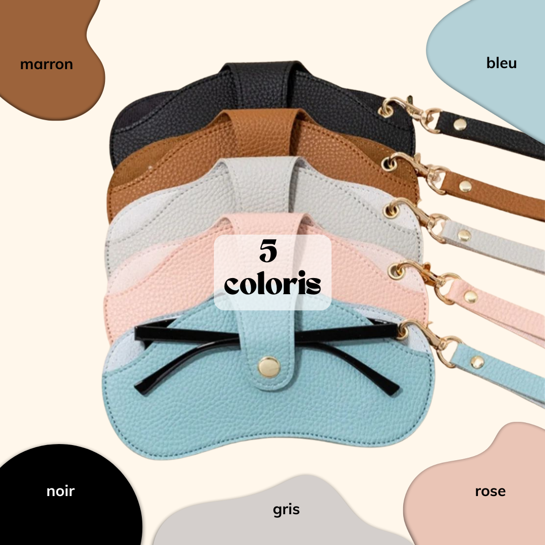 KLASSNUM Portable Glasses Bag Women Sunglasses Travel Storage Bag PU Leather Hanging Neck Glasses Clip Protect Sleeve New In