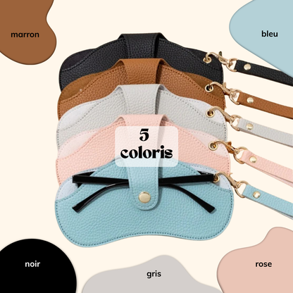 KLASSNUM Portable Glasses Bag Women Sunglasses Travel Storage Bag PU Leather Hanging Neck Glasses Clip Protect Sleeve New In