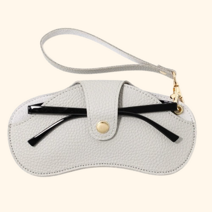KLASSNUM Portable Glasses Bag Women Sunglasses Travel Storage Bag PU Leather Hanging Neck Glasses Clip Protect Sleeve New In