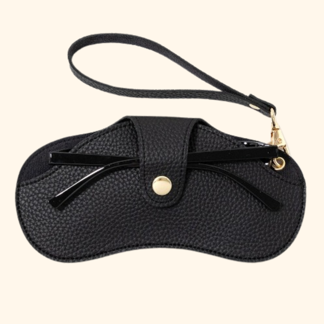 KLASSNUM Portable Glasses Bag Women Sunglasses Travel Storage Bag PU Leather Hanging Neck Glasses Clip Protect Sleeve New In